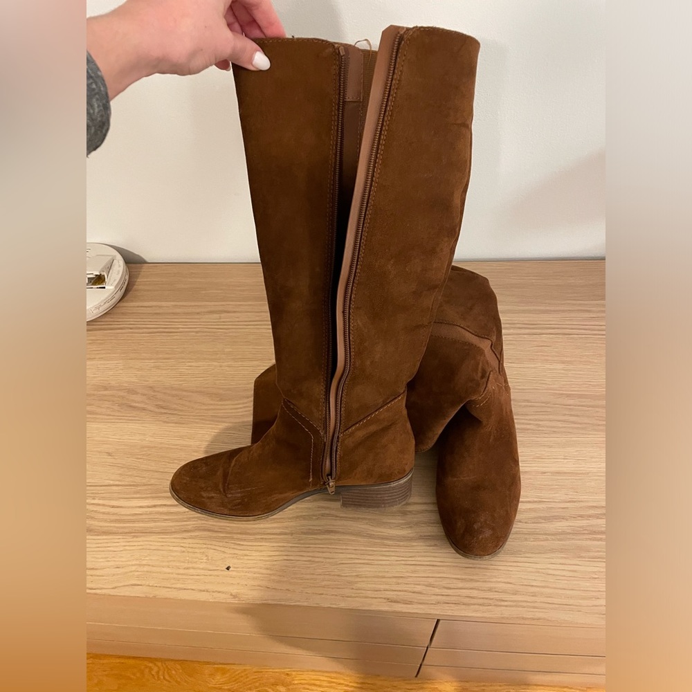 Brown Suede Knee High Boots